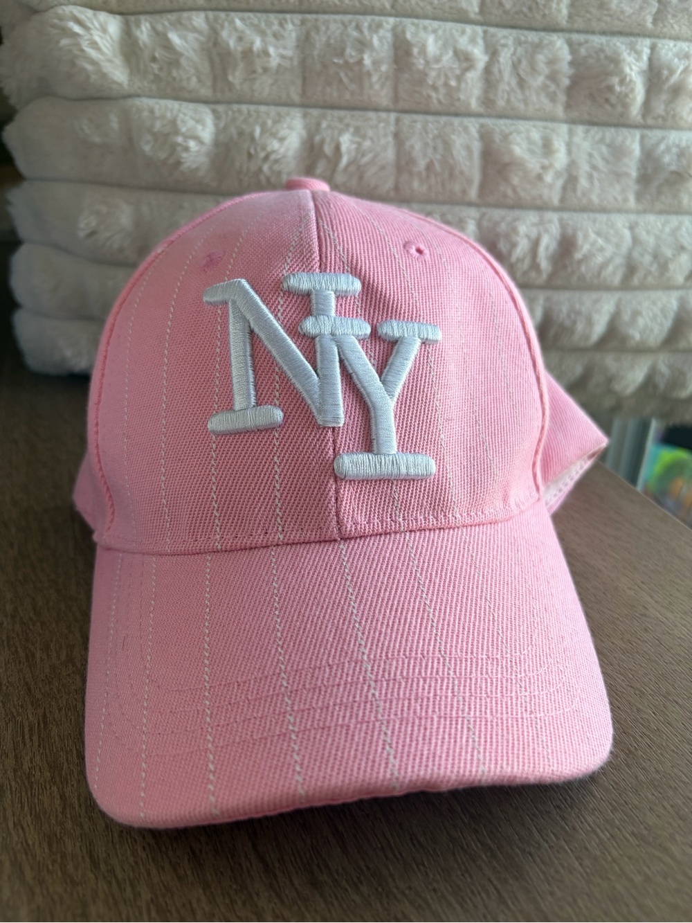 Pink Baseball Cap with White NY Embroidery